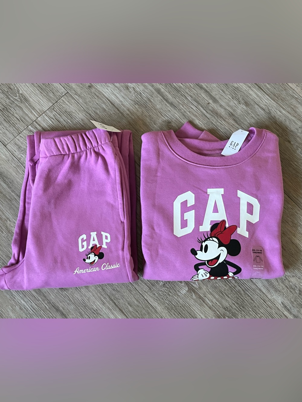 Gap Kids Disney Minnie Mouse Front Logo Sweatshirt & Jogger Set SportsPink 14-16